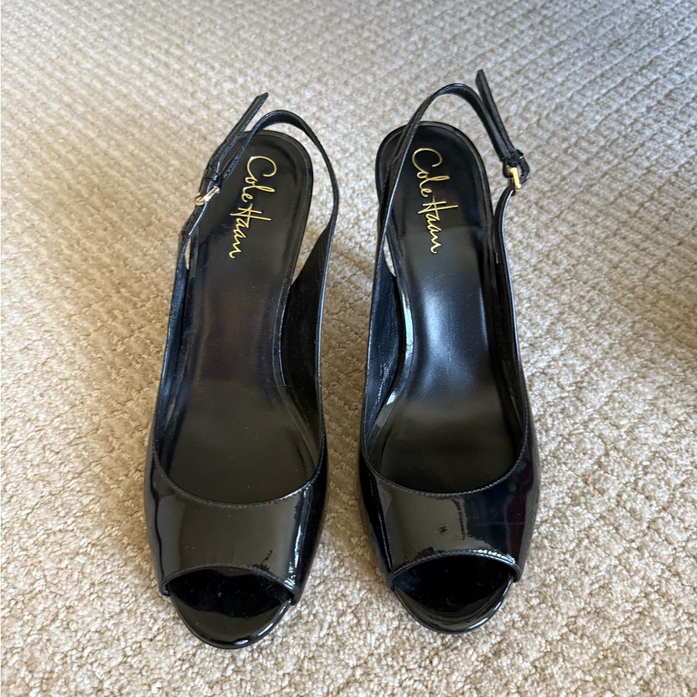 Cole Haan Women's Black Peep Toe Heels